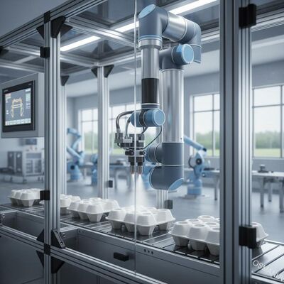 Système robotique de pulvérisation de revêtements internes de haute précision pour emballage de pâte moulée