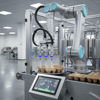 Système robotique de pulvérisation de revêtements internes de haute précision pour emballage de pâte moulée