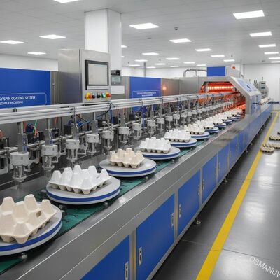 Ligne de revêtement rotatif à haute sortie pour revêtement intérieur de la pâte moulée dans les emballages industriels
