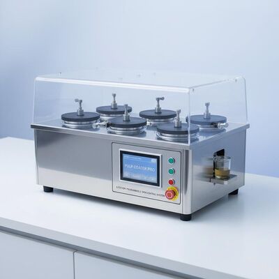 Système de revêtement par centrifugation programmable compact à 6 stations pour la R&D et la production en petite série de vaisselle en pulpe