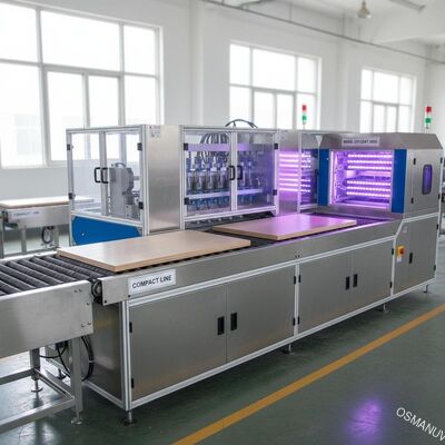 Ligne de revêtement par transfert UV LED compacte pour finitions écologiques sur panneaux composites en bois