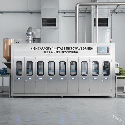 Machine de séchage à micro-ondes à haute capacité à 14 étages pour le traitement de la pâte et des herbes