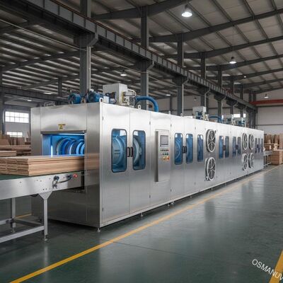 Ligne de séchage industriel à micro-ondes pour le traitement des panneaux de bois