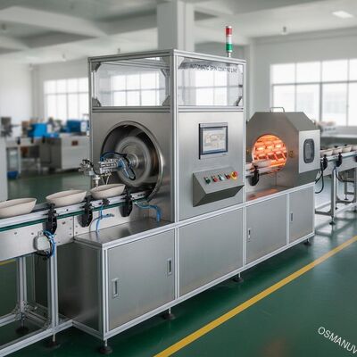 Ligne de revêtement par centrifugation automatique de haute précision pour le revêtement intérieur uniforme de produits moulés en pâte à papier