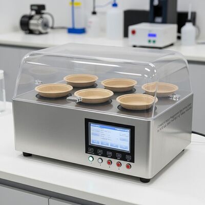 Système de revêtement par centrifugation programmable compact à 6 stations pour la R&D et la production en petite série de vaisselle en pulpe