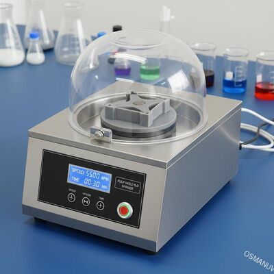 Machine de revêtement à rotation à station unique pour boîte à repas en pâte moulée R&D - Vitesse programmable 100-10,000 RPM avec fixations personnalisables pour le développement de formules