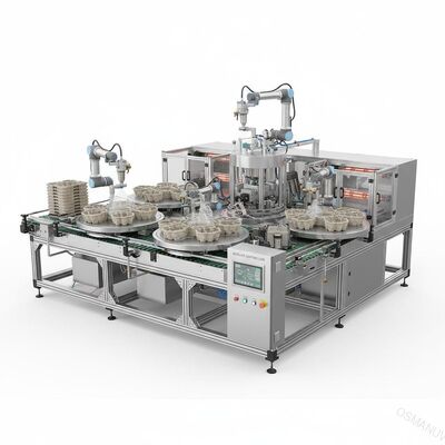 Ligne de production modulaire à haut débit de revêtement par rotation pour barrières internes moulées en pulpe
