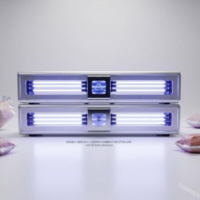 Stérilisateur combiné UV-C + Ozone double face pour emballages alimentaires 3D