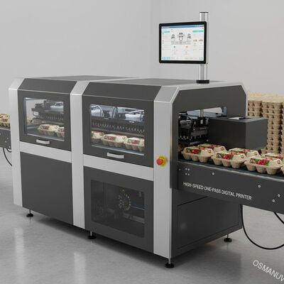 Imprimante numérique à grande vitesse à passage unique pour l'impression haute résolution en ligne sur emballages moulés en pâte à papier