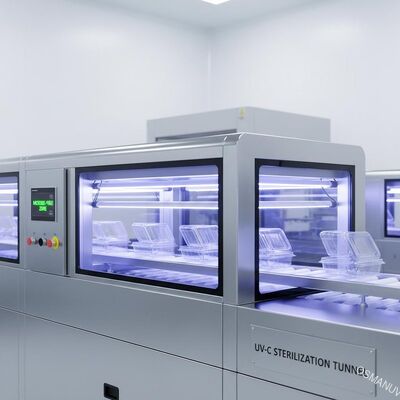 Tunnel UV-C en ligne pour la stérilisation à grande vitesse des emballages alimentaires transparents
