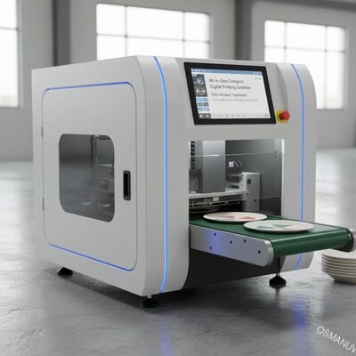 Solution d'impression numérique compacte tout-en-un pour la vaisselle moulée en pâte à papier | Unité de production personnalisable et peu encombrante