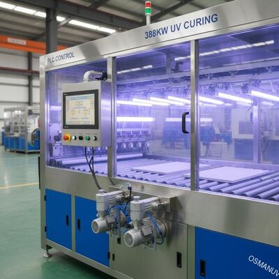 Panneau de traitement de silicate de calcium de contrôle de PLC de machine de revêtement de jet de lumière UV du conseil 388kw de forces de défense principale