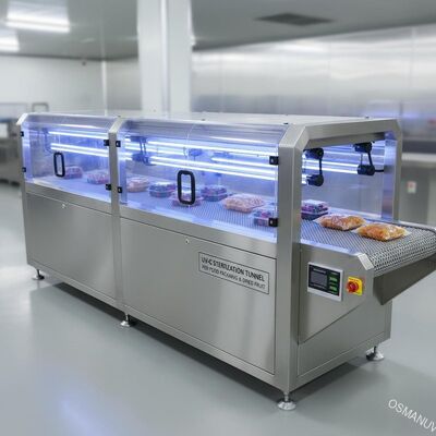Tunnel de stérilisation UV-C pour l'emballage transparent des aliments et les fruits secs