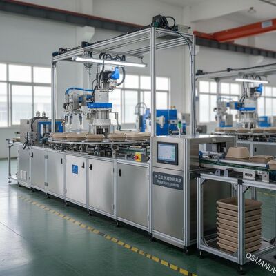 Ligne de revêtement rotative à 24 stations pour le revêtement interne de moulages de pâte à papier | Système de production automatisé à haut volume