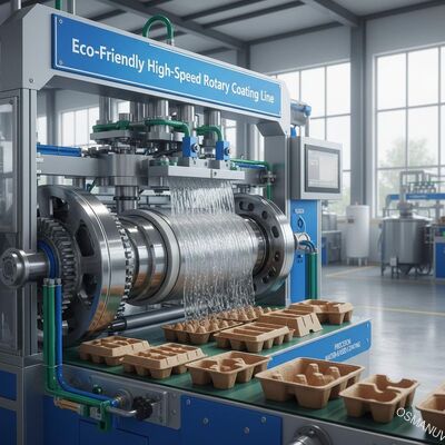 Ligne de revêtement rotatif à grande vitesse respectueuse de l'environnement pour des emballages moulés en pâte à papier durables - revêtement à base d'eau de précision