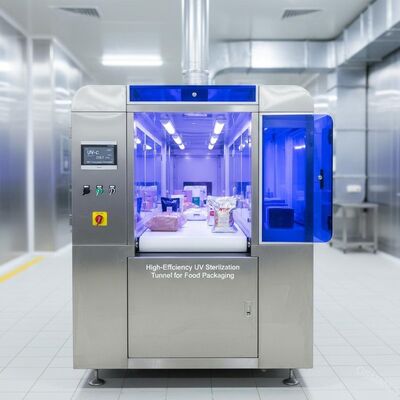 Tunnel de stérilisation UV à haut rendement UV-C (253,7 nm) pour emballage alimentaire | Élimination des agents pathogènes à 99,9 %