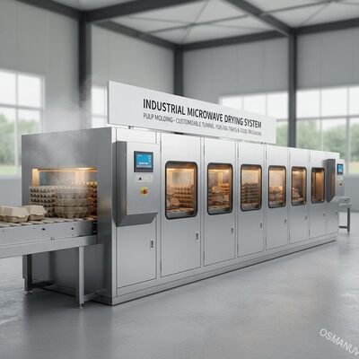 Machine industrielle de séchage par micro-ondes pour le moulage de la pâte à papier - Système de tunnel personnalisable pour les plateaux à œufs et les emballages alimentaires