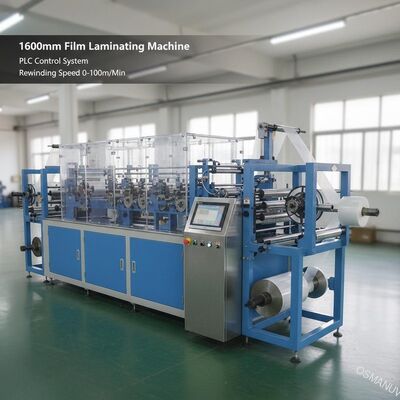 Machine de laminage de film de 1600 mm avec système de contrôle PLC Vitesse de rebond 0-100 m/min