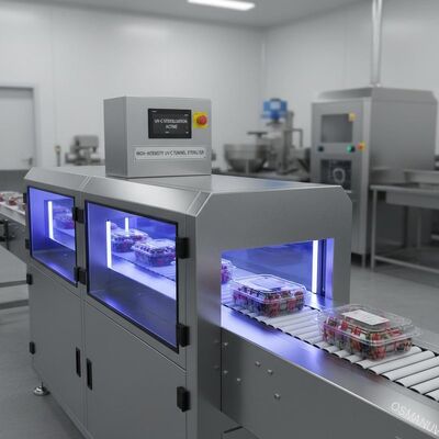 Stérilisateur à tunnel UV-C à haute intensité pour emballage alimentaire transparent