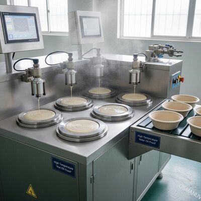 Revêtement de plateau en fibre pour bol résistant à l'eau chaude et à l'huile à haute température pour machine d'enduction par centrifugation à six stations pour bambou, papier et canne à sucre