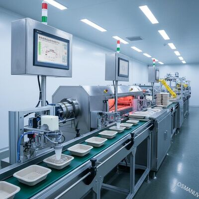 Ligne de production de revêtement intérieur de plateaux de vaisselle de sécurité alimentaire à grande vitesse pour le moulage de la pâte