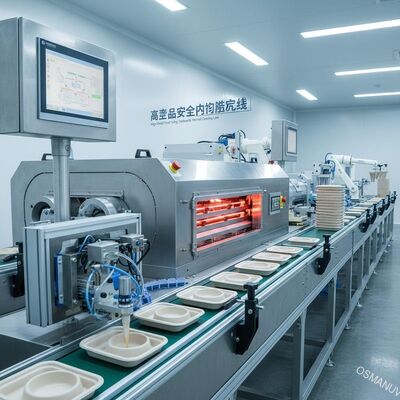 Ligne de production de revêtement intérieur de plateaux de vaisselle de sécurité alimentaire à grande vitesse pour le moulage de la pâte
