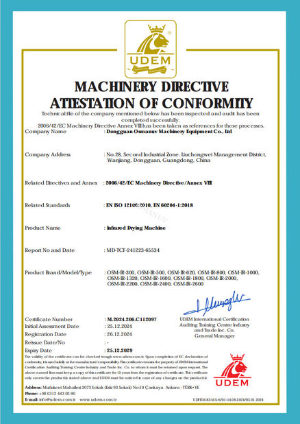 LA CHINE Dongguan Osmanuv Machinery Equipment Co., Ltd certifications